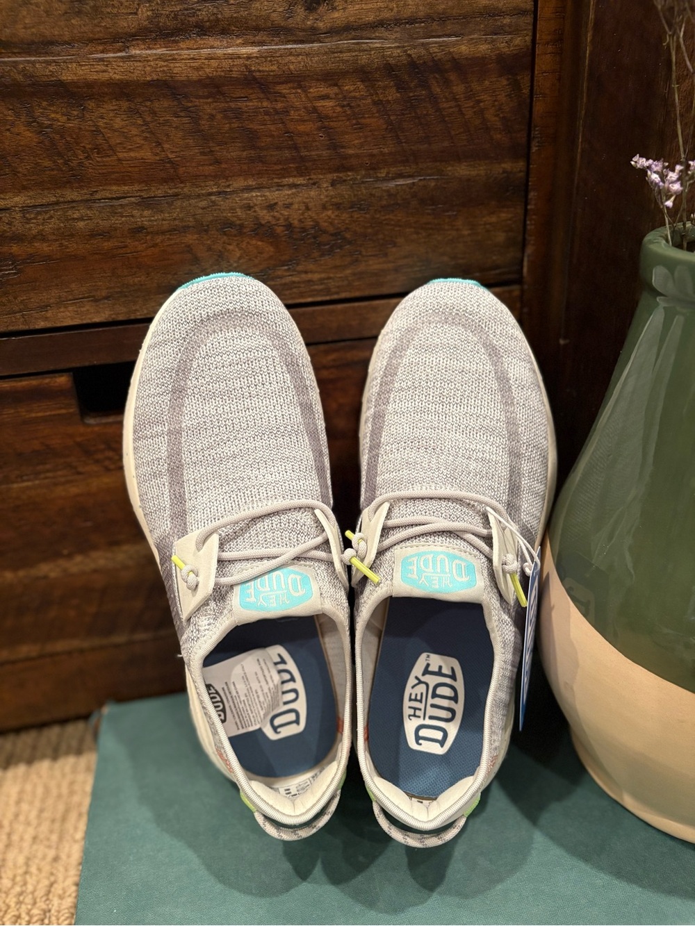 Hey Dude Sirocco Speckle Grey Neon Women’s Shoes NWT - Picture 8 of 16